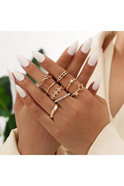 Pursehuit Set de 8 inele aurii, cu pietre, Femke C1 OUT