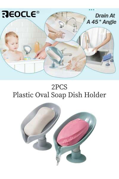 Generic 2pcs Plastic Oval Soap Dish Holder Bathroom Drain Soap Rack Quick-Dry...