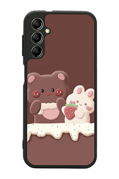 Aksel Kılıf متوافق مع هاتف سامسونج جالاكسي A14 مطبوع، أسود غير لامع، سيليكون ...