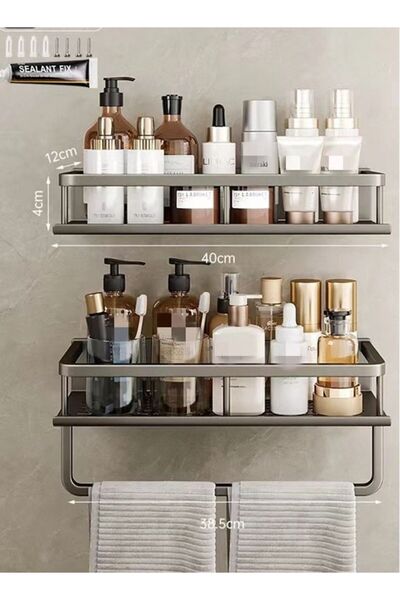 Generic 2-Piece Bathroom Shelf Shower Shampoo Soap Organizer Wall Mounts Stor...