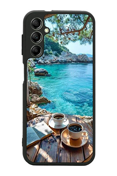 Aksel Kılıf متوافق مع هاتف سامسونج جالاكسي A14 مطبوع، أسود غير لامع، سيليكون ...