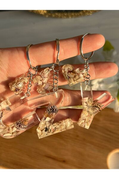 Sultan Tasarım Renki Seashell Heart - Teddy Bear - Butterfly Attached Epoxy L...