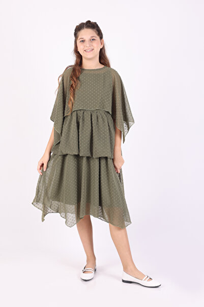 Pafim Girls' Chiffon Dress with Cape, Big Kids Special Occasion Dress 7-14 Years