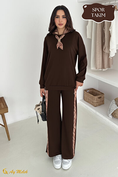 AYMELEK Women's Modal Set (with Gift Scarf Accessory) Wide Leg Sports Bottom Top Set