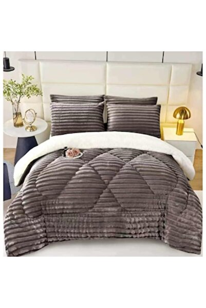 Cocolino Fluffy comforter, gray, microfiber, 200 x 230 cm, set with 2 pillowcases 50 x 70 cm