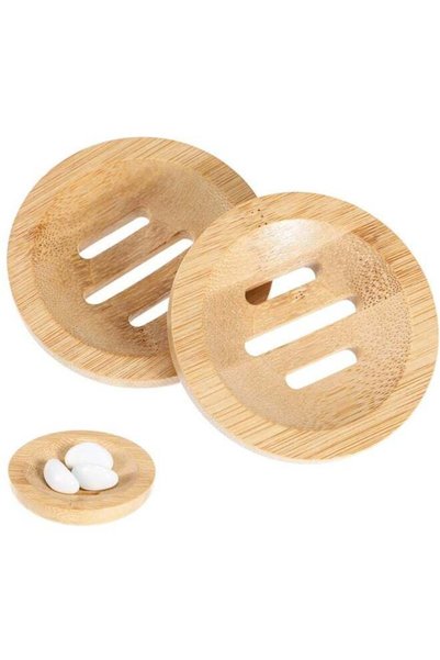 Generic 2pcs Bamboo Soap Dish Soap Tray,Shower Wood Holder Saver Container Ba...