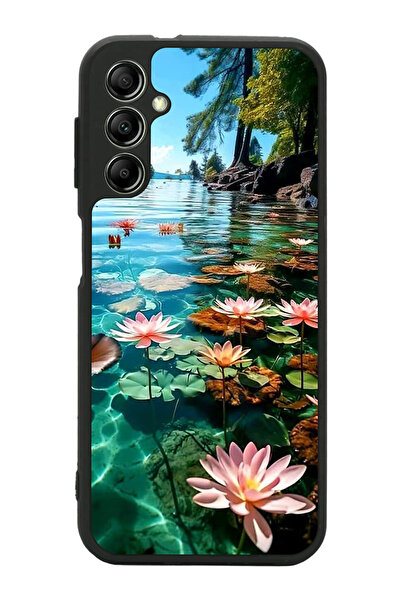 Aksel Kılıf متوافق مع هاتف سامسونج جالاكسي A14 مطبوع، أسود غير لامع، سيليكون ...