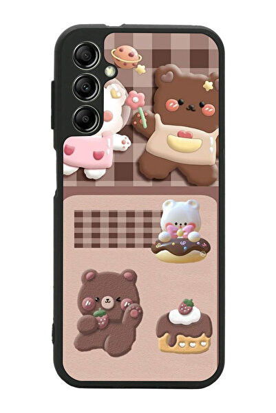 Aksel Kılıf متوافق مع هاتف سامسونج جالاكسي A14 مطبوع، أسود غير لامع، سيليكون ...