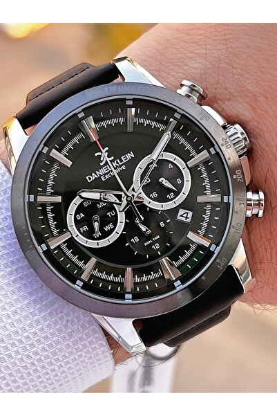 Daniel Klein Men's Wristwatch 30 Meters Water Resistant Leather Strap Cord + Bracelet Gift Vs.Blkt.