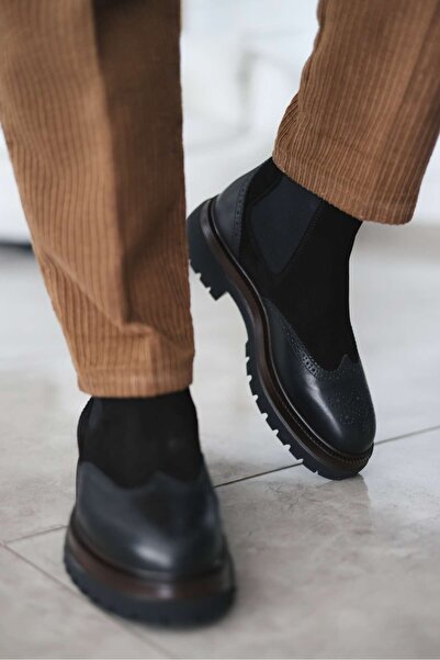 Avni Ceylan Men's Brogue Detailed Suede Leather Boots