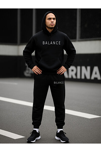 DEEPSENCE Black 2-Piece Set Balance Minimal Hoodie