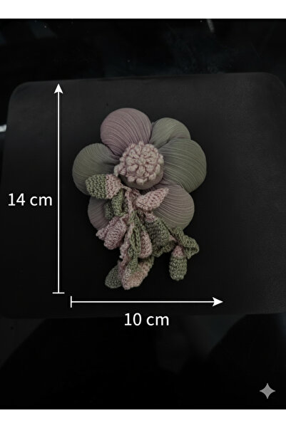 NESGO MODA El Yapımı Örgü Detaylı Kumaş Çiçek Broş Mor Renk