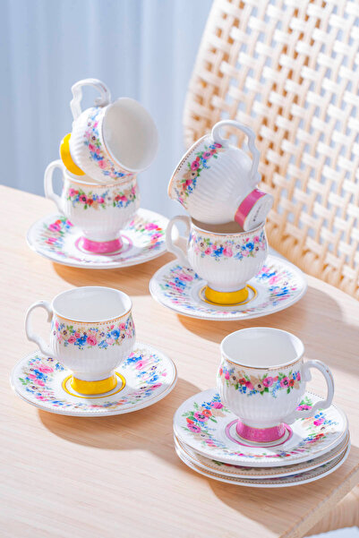 ACAR Despina 6 Kişilik Porselen Kahve Fincan Takımı - 90 ml