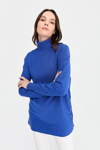 Desen 23391 Tll Angeli̇na so Fully Buttoned Fishbone Collar Complete Sweater