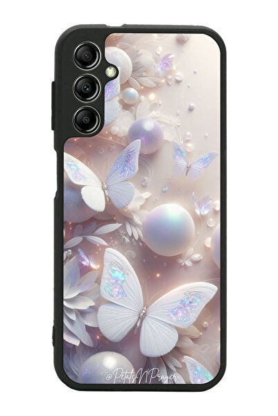 Aksel Kılıf متوافق مع هاتف سامسونج جالاكسي A14 مطبوع، أسود غير لامع، سيليكون ناعم، واقي، غطاء ممتص للصدمات، حافظة