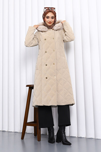 İmajButik Taş Hooded Quilted Long Coat