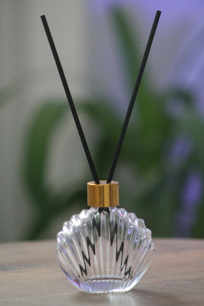 junibeliw 1 Adet İstiridye Model Cam Şişe Gold Kapaklı Fiber Bambu Çubuklu BO...