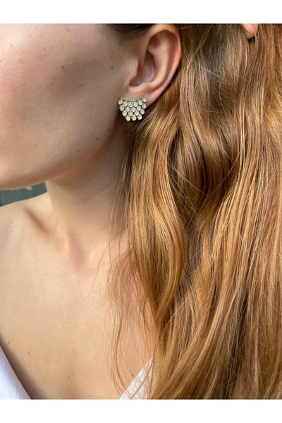 Hora Zirkon Premium İşçilikli Gold Çelik Küpe