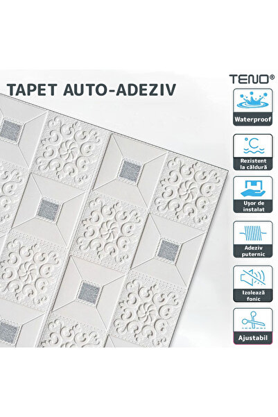 Teno White Self-Adhesive Wallpaper with Gray