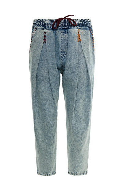 MORREZ Renkli Dikiş Detaylı Pileli Pantolon