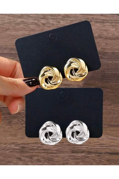 monalisatoka Kadın Gold Gümüş Sarmal Küpe 2 Adet