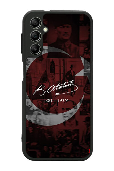 Aksel Kılıf متوافق مع هاتف سامسونج جالاكسي A14 مطبوع، أسود غير لامع، سيليكون ...