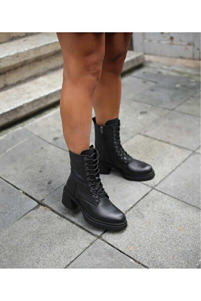 Mammamia Hakiki Deri Topuklu Kadın Postal