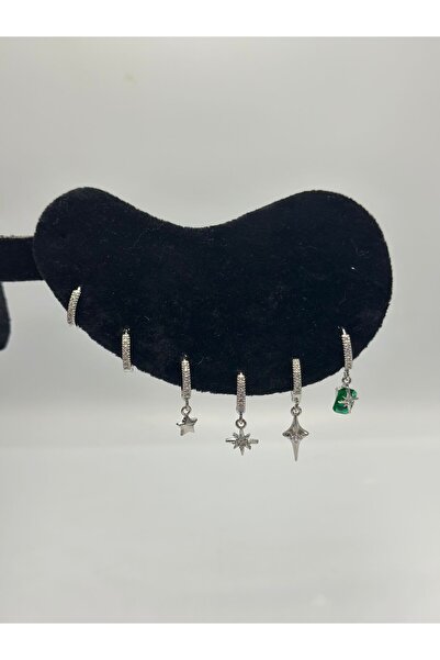 MyladyAccessoriess Green Polar Star Detail Set Earrings (Steel) Gold