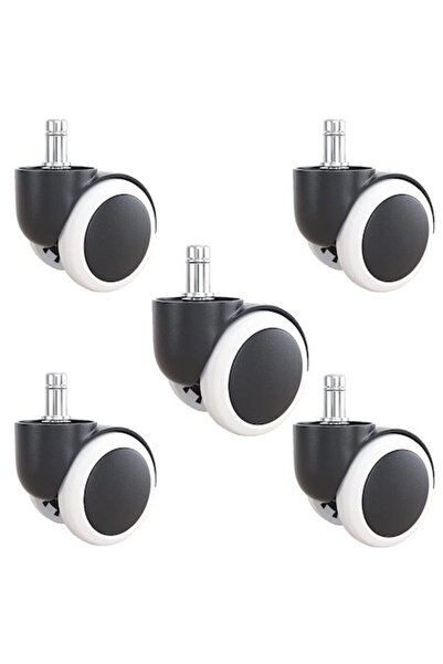 AB HOMES 5-piece Rubber Office Chair Wheels (Black) - Silent, Floor-Protecting