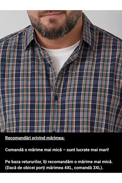 s.Oliver Big Sizes Men's big size shirt, with checkered print and Kent collar, Dark navy