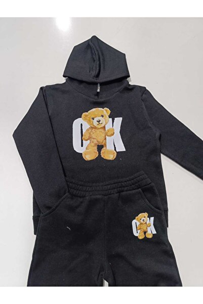Nice Clothes Çocuk Kapşonlu Eşofman Takımı Unisex ÇOK AYICIK BASKILI