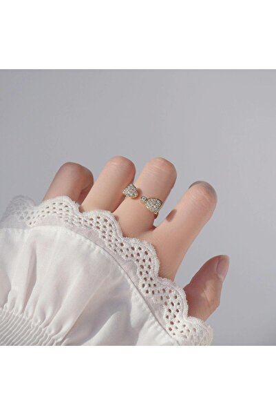 Pursehuit Inel auriu, reglabil, suflat cu aur de 14k și zirconii, Maje C1