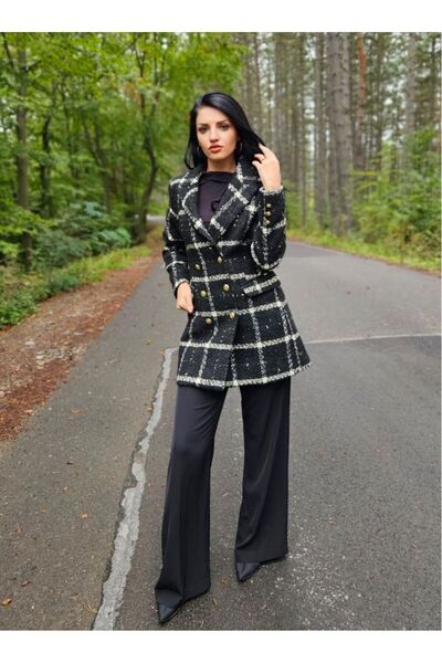 fara marca Checked tweed jacket coat