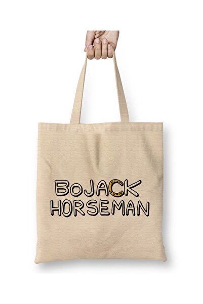 Toyaso BoJack Horseman Text Λευκή υφασμάτινη τσάντα με μακριά λαβή Τσάντα αγορών
