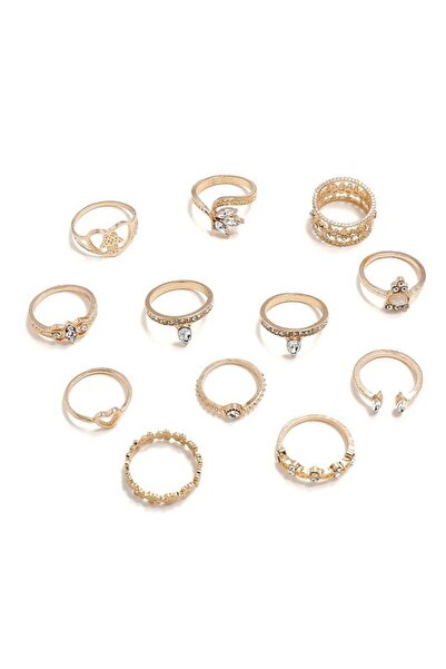 Pursehuit Set de 12 inele aurii, cu pietre, Monia C3