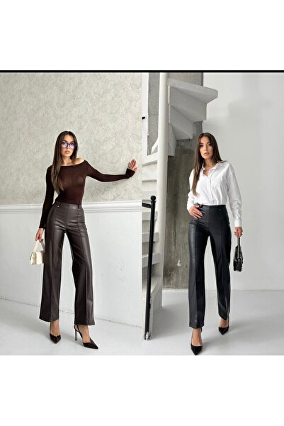Butik Kadın Palazzo Deri Pantolon