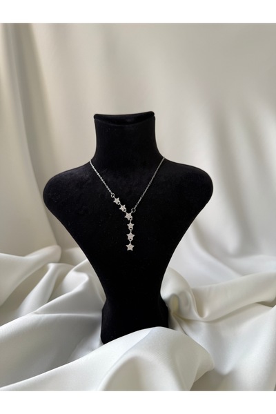 NB STEELORA 316L الصلب الفضة اللون سلسلة الزركون حجر ستار نموذج قلادة المرأة