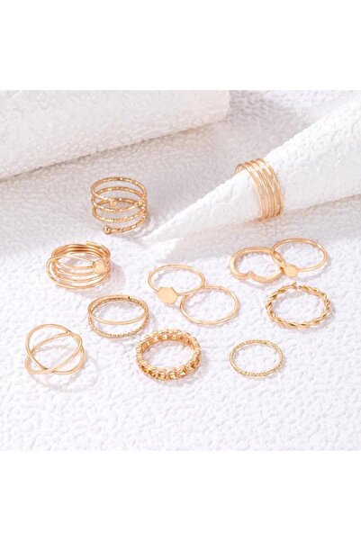 Pursehuit Set de 12 inele, aurii, Malina C6
