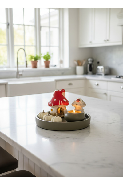 ZENNORA HOME Mantar Ev, Balkabakları Ve Mumluk Seti, Ev dekorasyon, Tasarım, ...