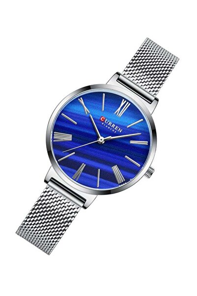 Curren Women's Elegant Waterproof Stainless Steel Mesh Band Quartz Watch 32 mm Silver