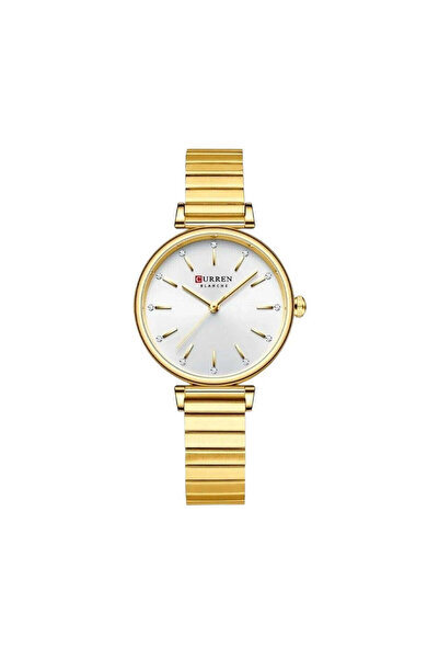 Curren ساعة يد كوارتز رفيعة من الفولاذ المقاوم للصدأ 9081 للبنات - ذهبي