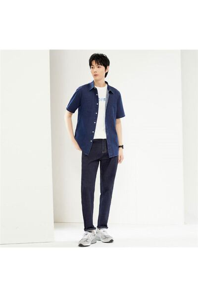 Giordano Men's Loose Fit Short Sleeve Button-Front Denim Shirt | Online Exclusive