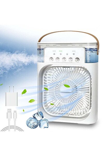 Generic Portable Mini Evaporative Air Cooler Fan with 7-Color LED, Timer, 3 Speeds (White)