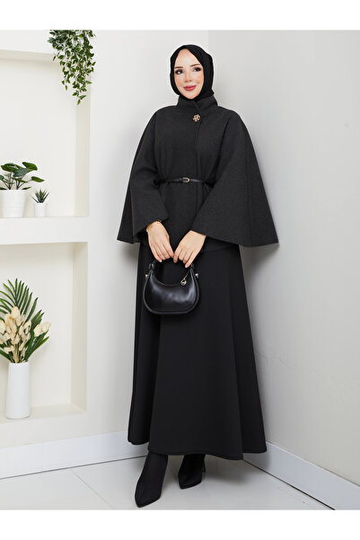 SERRA MODA Women's Belted Brooch-Buttoned Cashmere Poncho