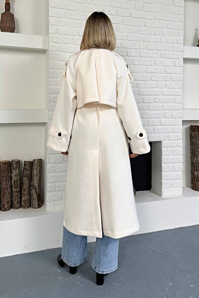 VAGGON Oversized Belted Double Button Long Coat