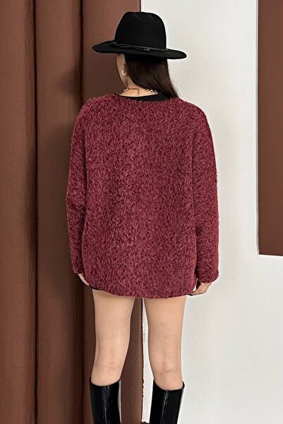 VAGGON Plush Cardigan with Tie Detail