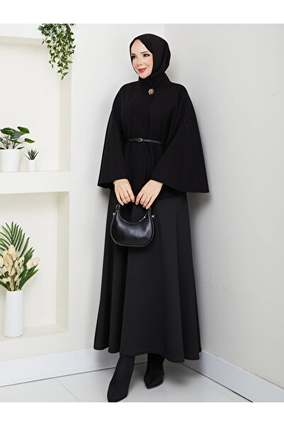 SERRA MODA Women's Belted Brooch-Buttoned Cashmere Poncho