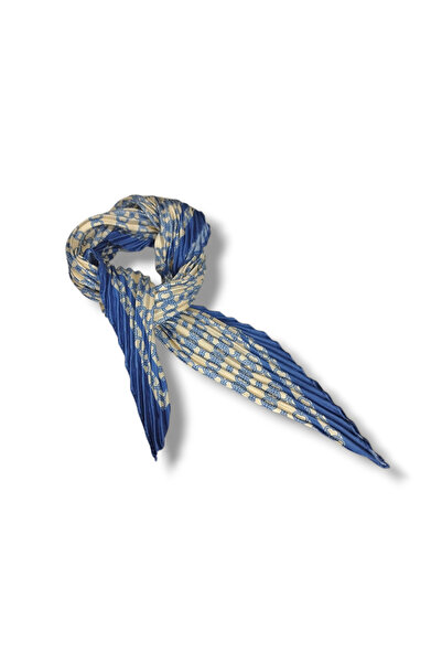 STE Desenli Pliseli Kadın Fular – 45x45 / Modern Bandana Modeli / Hediye Kutulu