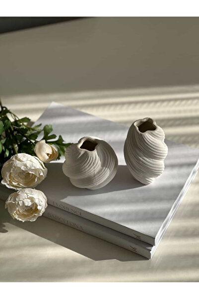 Derinia 2'Lİ MİNİ DALGALI STONEWARE VAZO