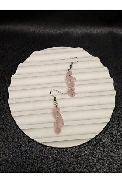 Han Ticarethane Natural Pink Quartz Stone Earrings